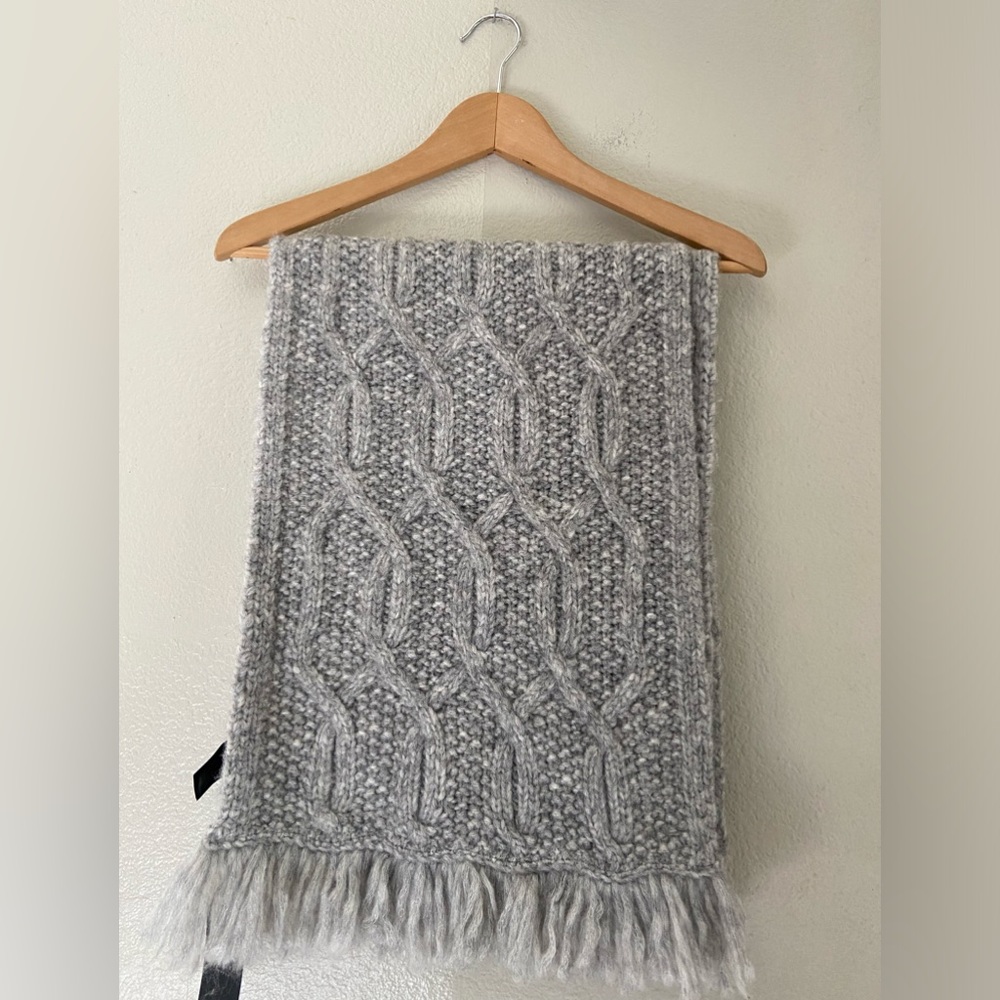 TED BAKER LONDON Homerton Cable Knit Wool Blend Chunky Scarf Wrap Grey